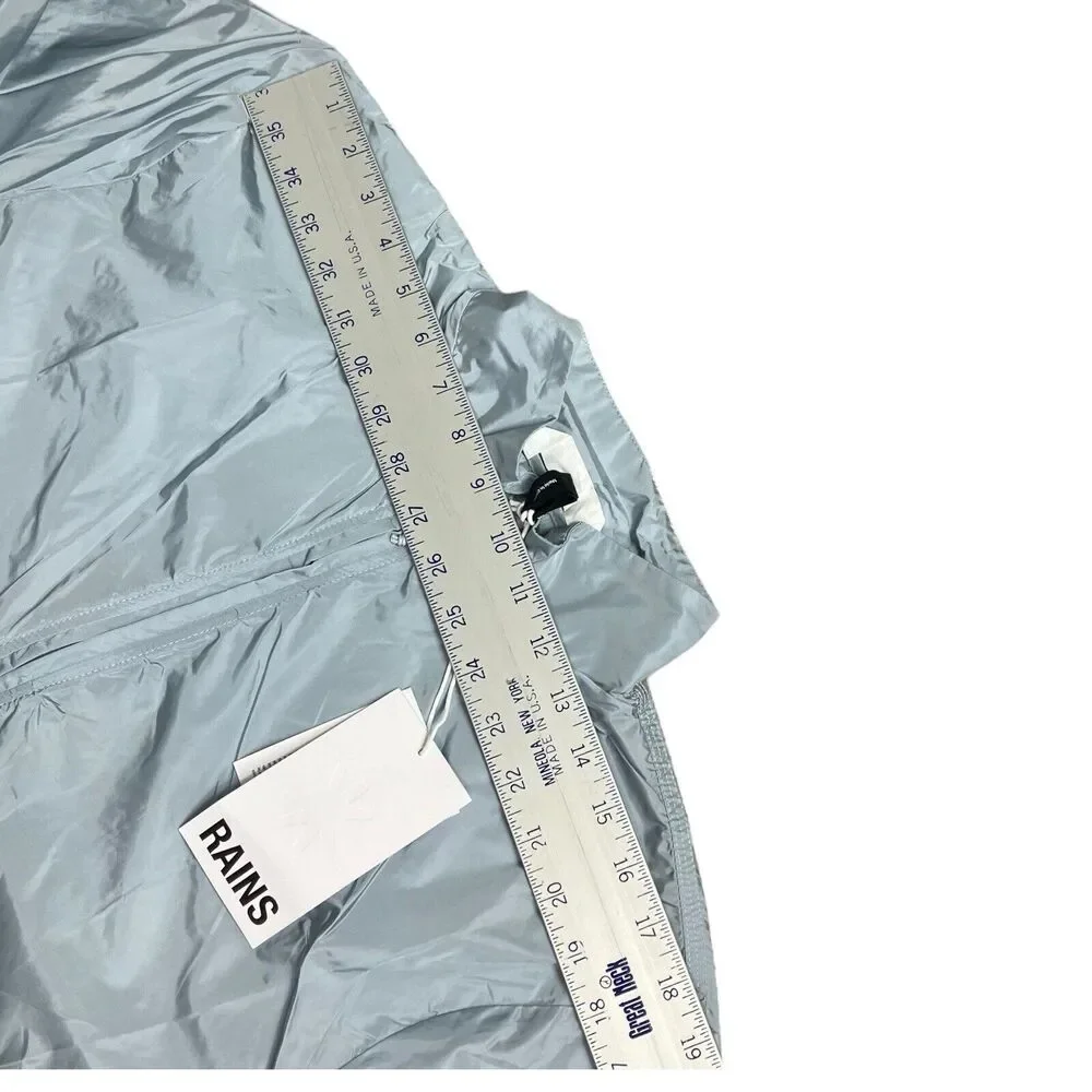 RAINS Track Jacket Mens M Blue Lightweight Sky‎ 18900 Interior Pockets Nylon Zip